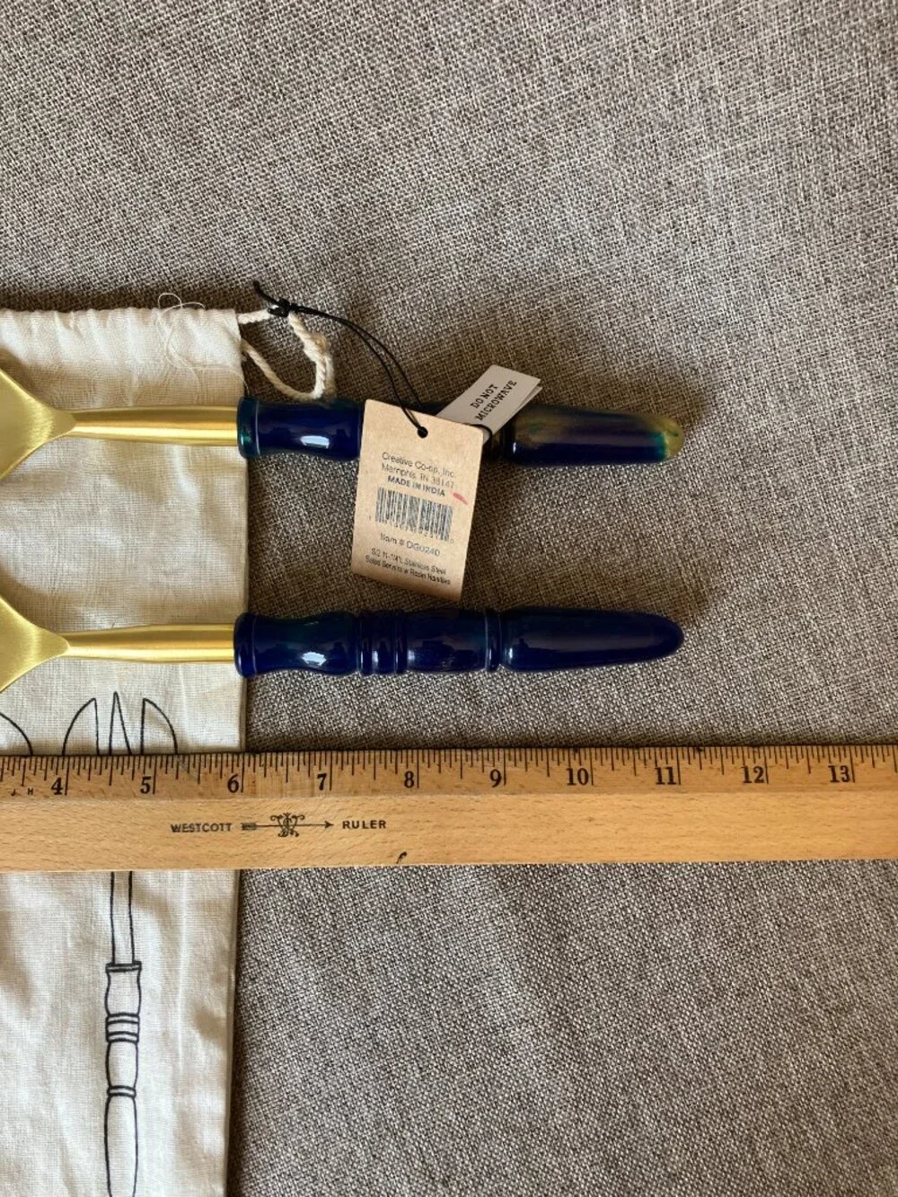 NWT Salad Servers Gold Tone Stainless Steel Marbled Resin by Creative Co-Op